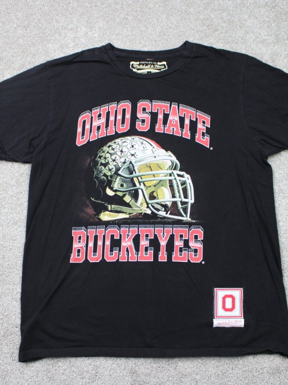 Ohio State Buckeyes T-Shirt Mens Large Black Mitchell & Ness Cotton Short Sleeve